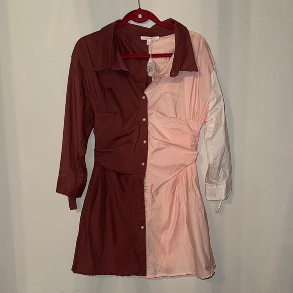 Pastels Clothing Multicolored Long Sleeve Notched Collar Dress - Picture 1 of 3